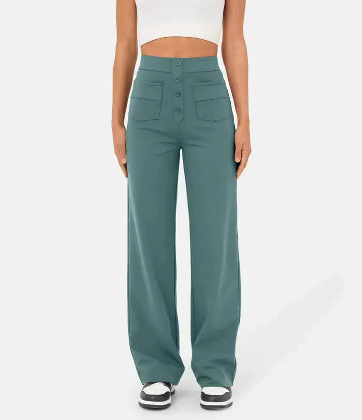 Stylish elastic casual pants with high waist - Sophia