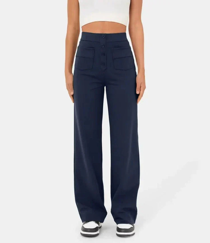 Stylish elastic casual pants with high waist - Sophia