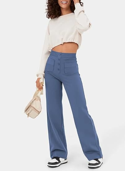 Stylish elastic casual pants with high waist - Sophia