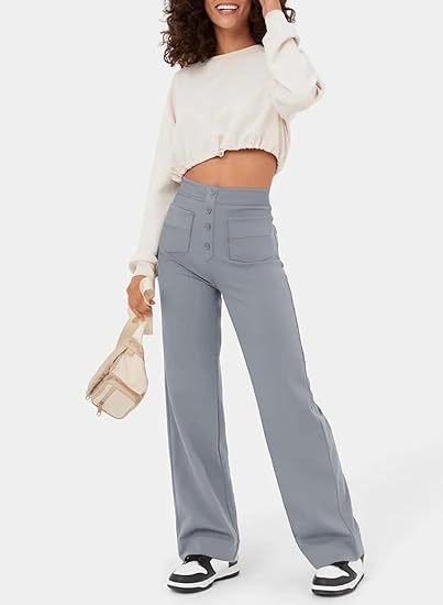Stylish elastic casual pants with high waist - Sophia