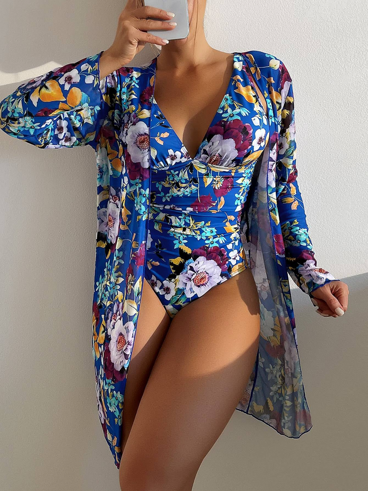 JINA - Bikini d'été 3 pièces bleu éclatant pour un look de plage parfait