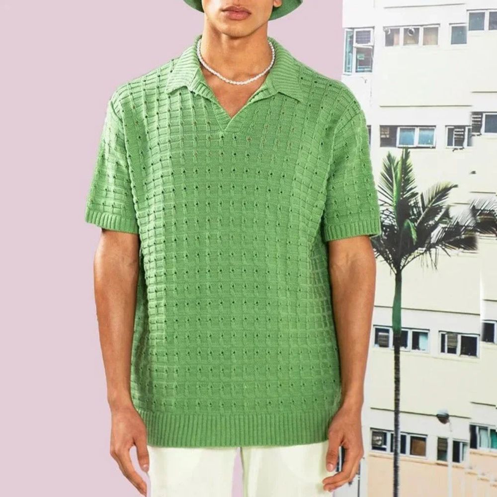 Vibrantly Knitted Men's Summer Polo Shirt - Roge