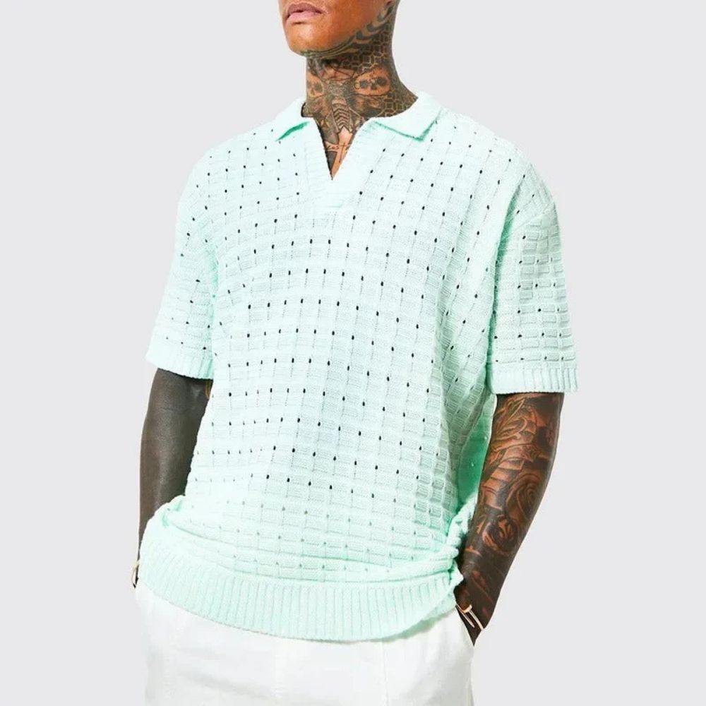 Vibrantly Knitted Men's Summer Polo Shirt - Roge