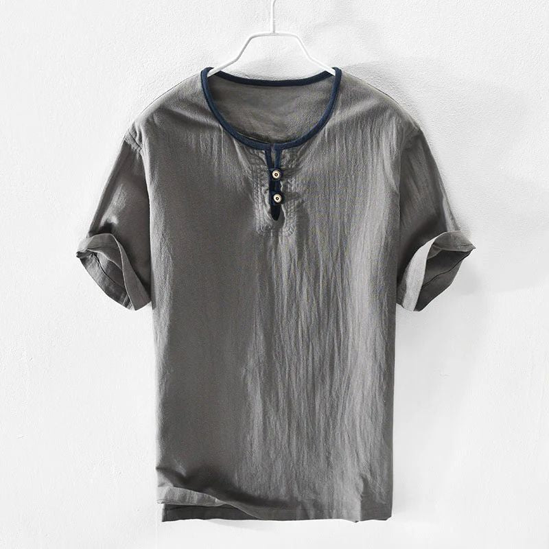 Chemise d'été à la mode et confortable en lin léger pour hommes - Hajo