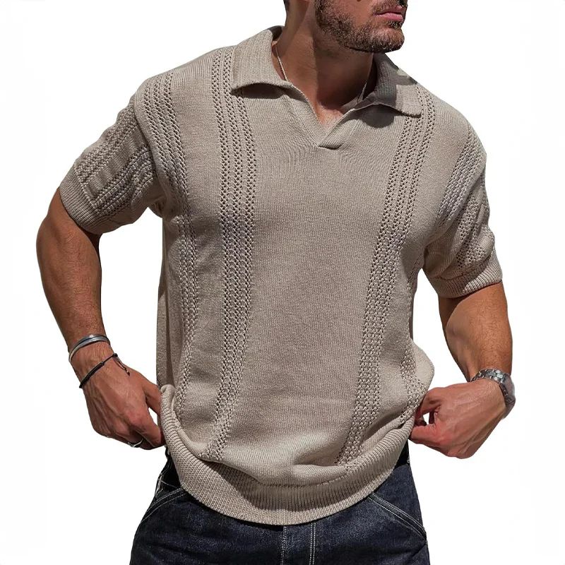 Raffiniertes gestricktes Sommer-Poloshirt für Männer - Davy