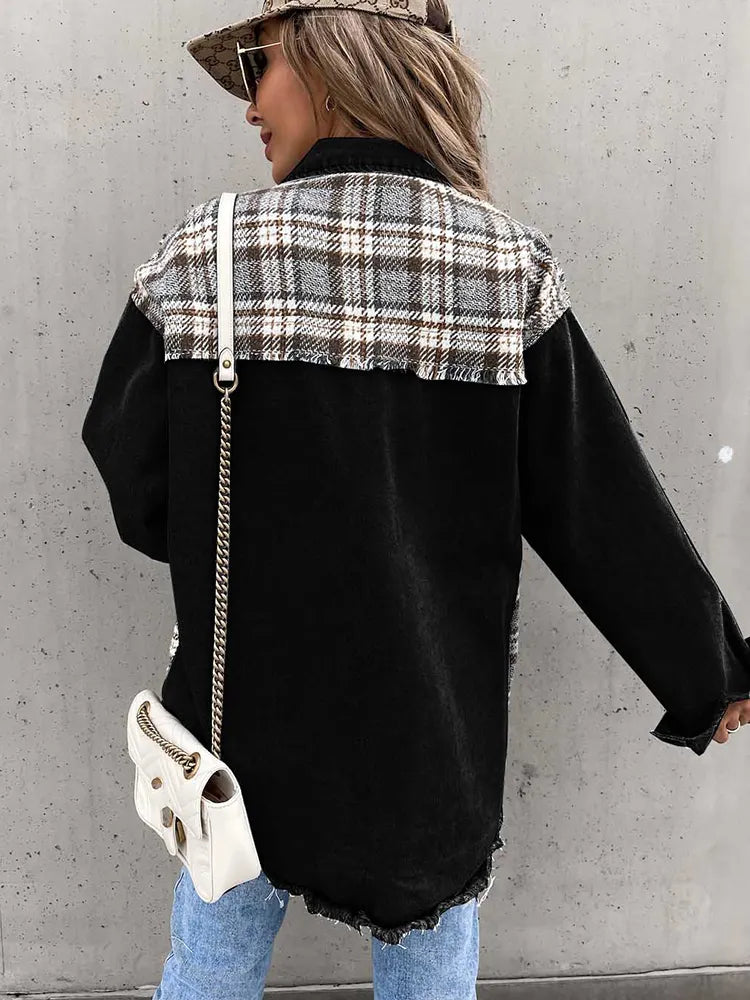 Maxine - Trendy and Comfortable Plaid Denim Shirt for Women