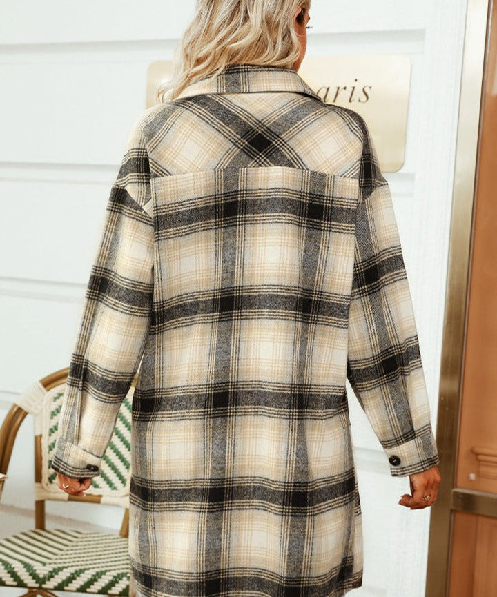 Marta - Elegant and comfortable plaid long blouse for women