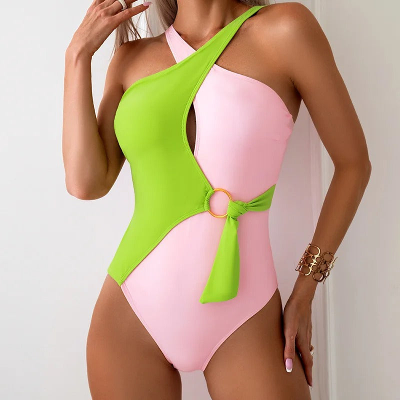 Brenda - Stylish swimsuit with trendy contrast details