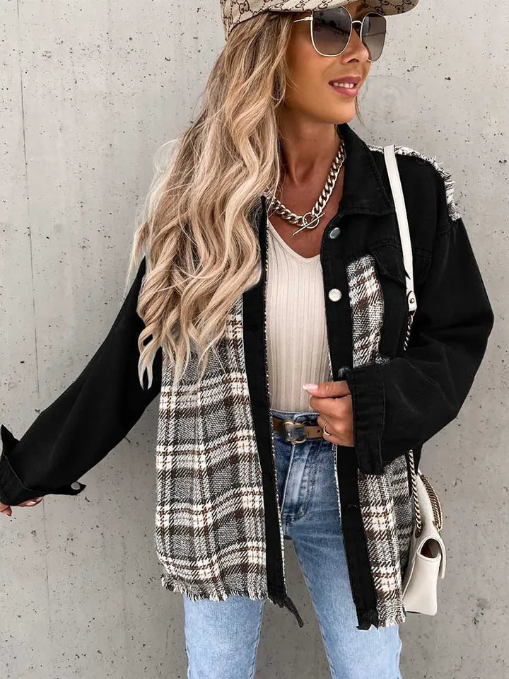Maxine - Trendy and Comfortable Plaid Denim Shirt for Women
