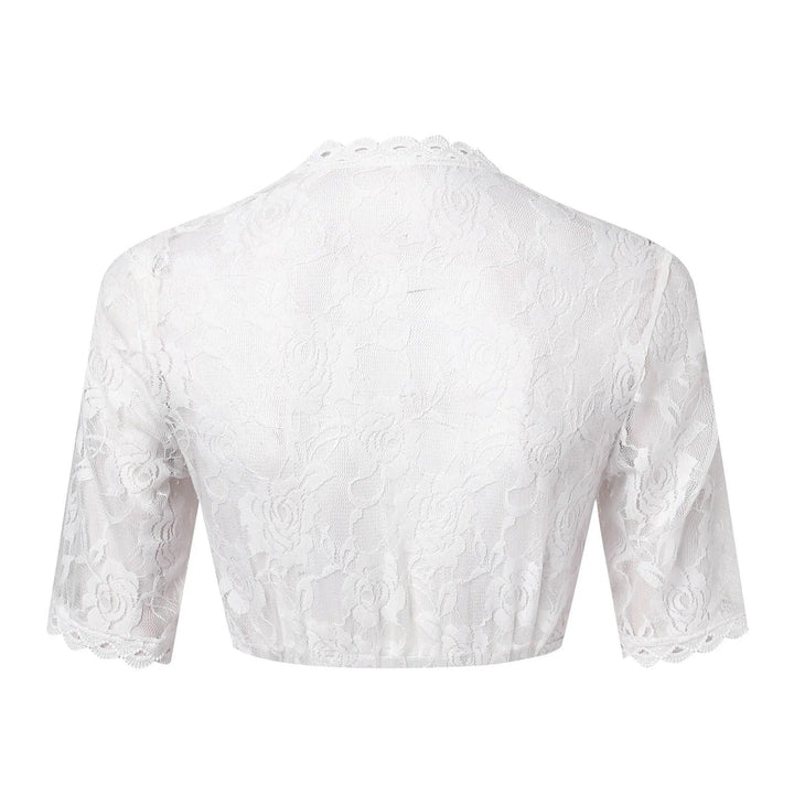 Mona - Elegant white lace blouse with charming half sleeves for women