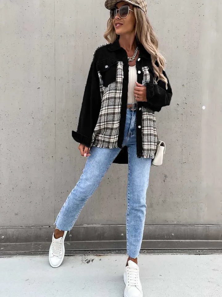 Maxine - Trendy and Comfortable Plaid Denim Shirt for Women