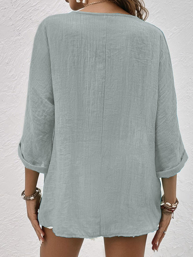 Ava - Chemise en lin à col en V, à la fois tendance et confortable pour femmes