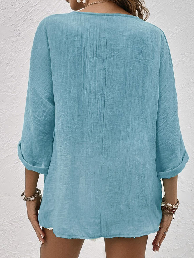 Ava - Chemise en lin à col en V, à la fois tendance et confortable pour femmes