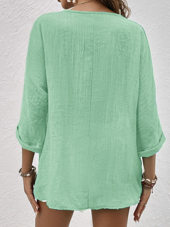 Ava - Chemise en lin à col en V, à la fois tendance et confortable pour femmes
