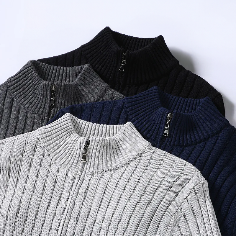 Finn™ - Men's zip-up cardigan made of cotton