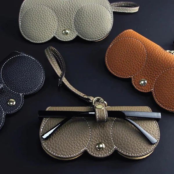 Elegant Leather Glasses Case with Snap Closure for Summer - Sam