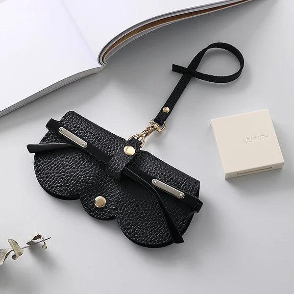 Elegant Leather Glasses Case with Snap Closure for Summer - Sam