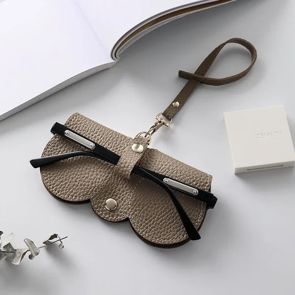 Elegant Leather Glasses Case with Snap Closure for Summer - Sam