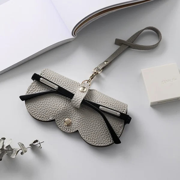 Elegant Leather Glasses Case with Snap Closure for Summer - Sam