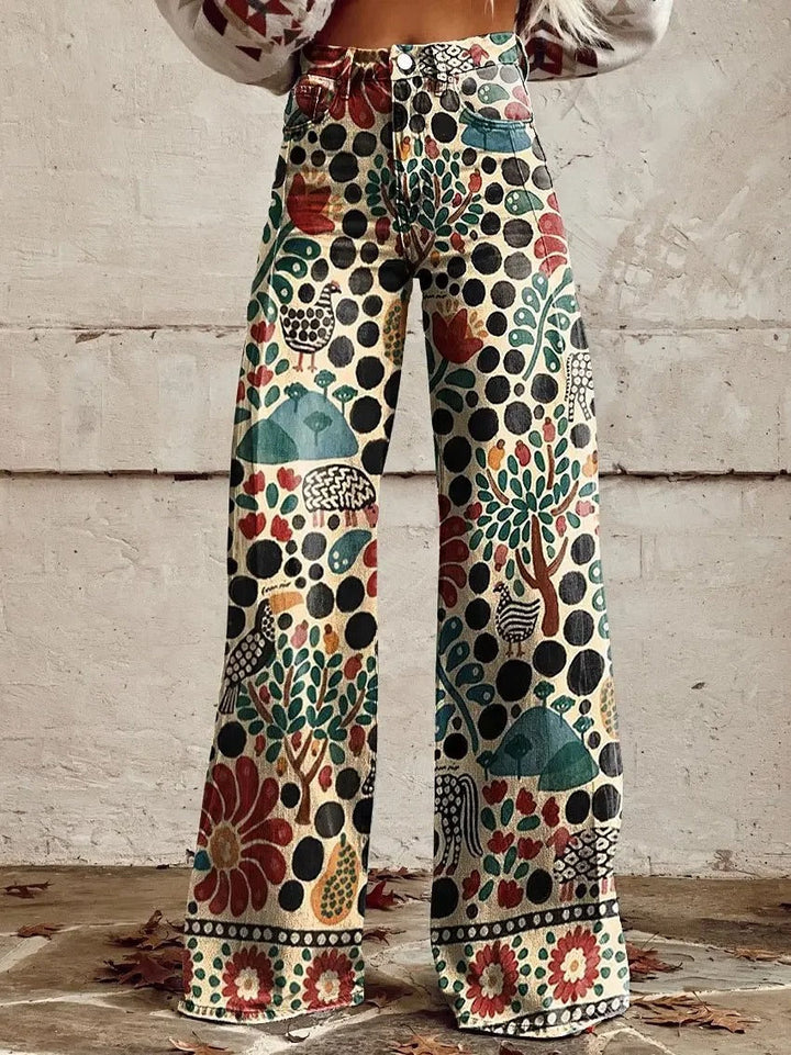 Edie - Stylish retro pants with trendy wide legs
