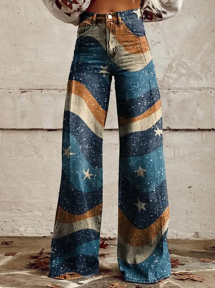 Edie - Stylish retro pants with trendy wide legs